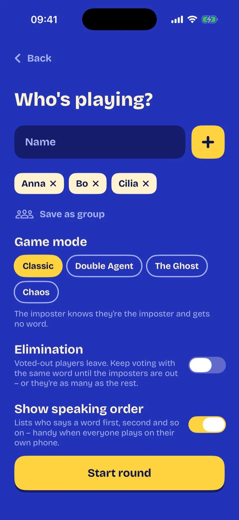 Pick players and game mode