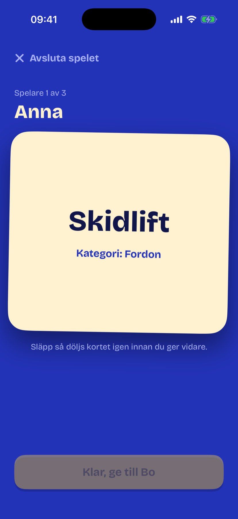 Ordet visas för alla utom impostern